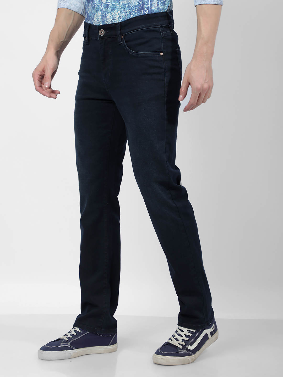 Numero Uno Men Faded Dark Blue Jeans
